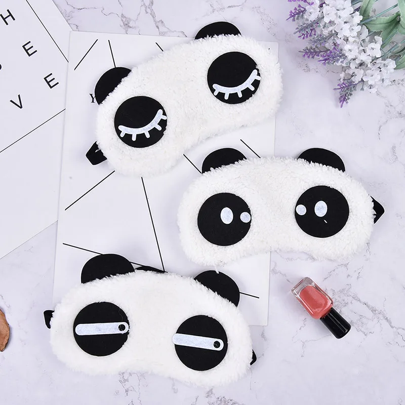 1pc Cute Design Fashion Plush Panda Face Eye Mask Travel Sleeping Soft Eyeshade Eyeshade Portable Sleeping Cover