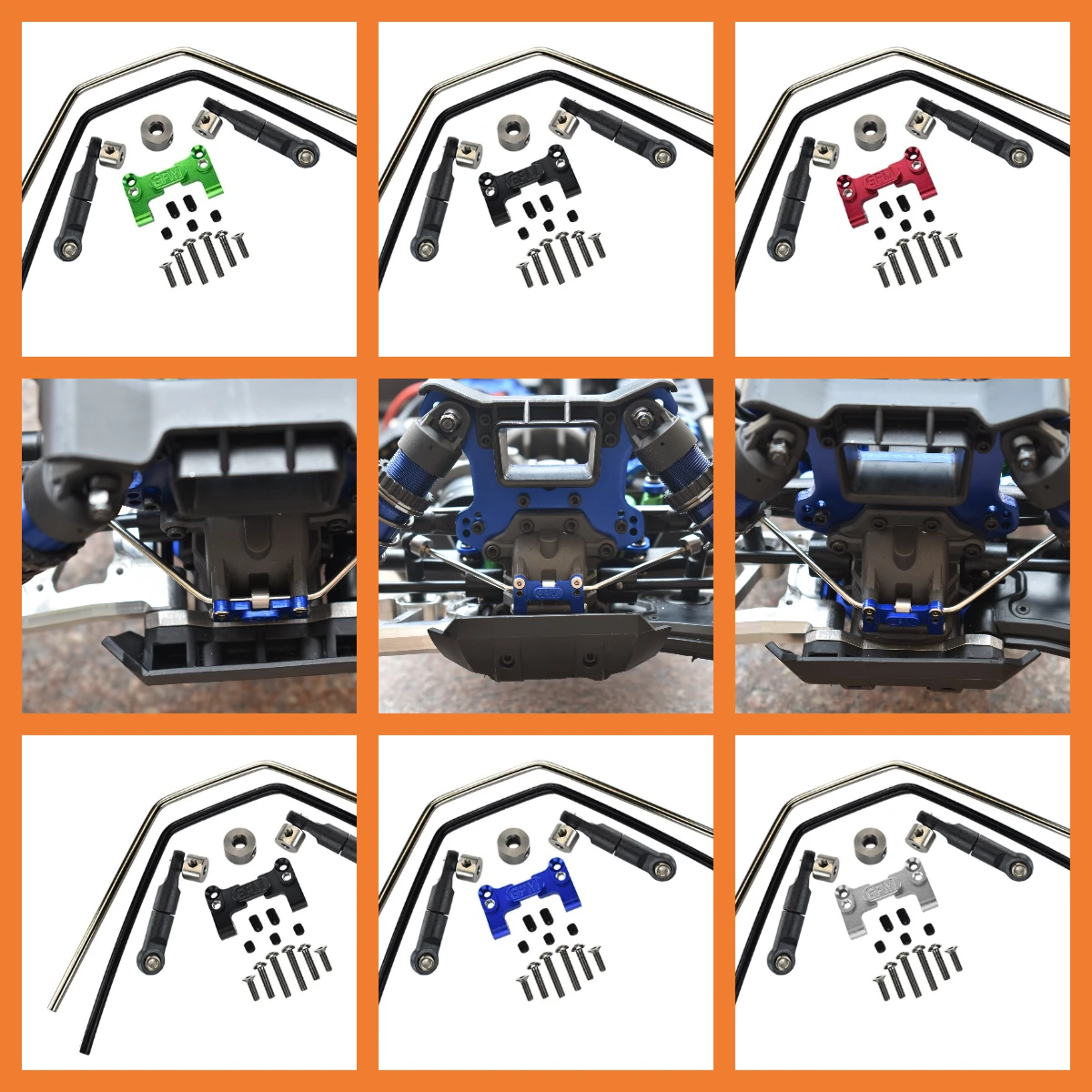 GPM Aluminum 7075 Front/Rear Sway Bar Mount & Linkage & Wire For TRAXXAS Sledge 95076-4