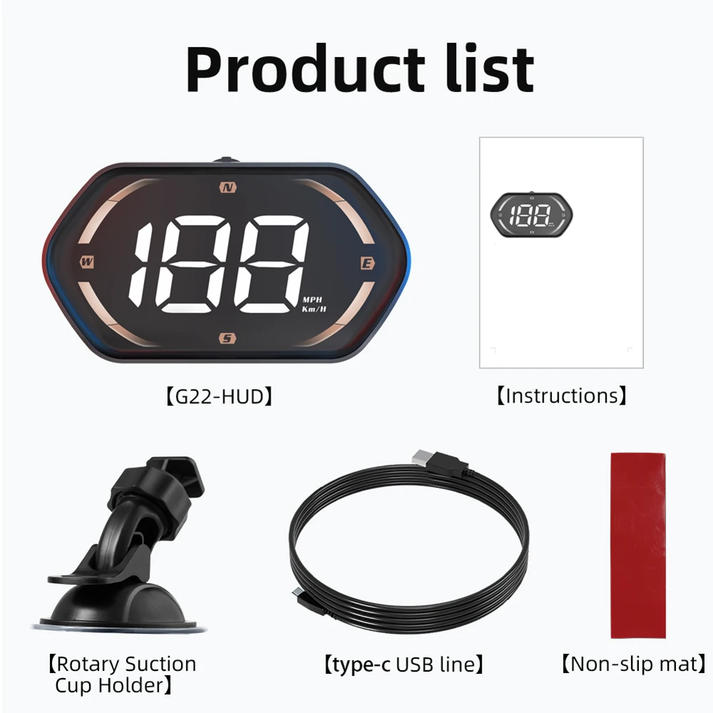 Car Speedometer GPS Head Up Display Car Driving Information Display Real-time Speed Readout Compass Direction Readout