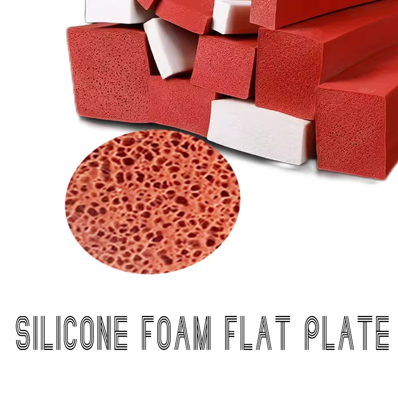 Silicone foam flat sealing strip, high-temperature resistant and waterproof sponge strip, straight shaped square strip.10 meter