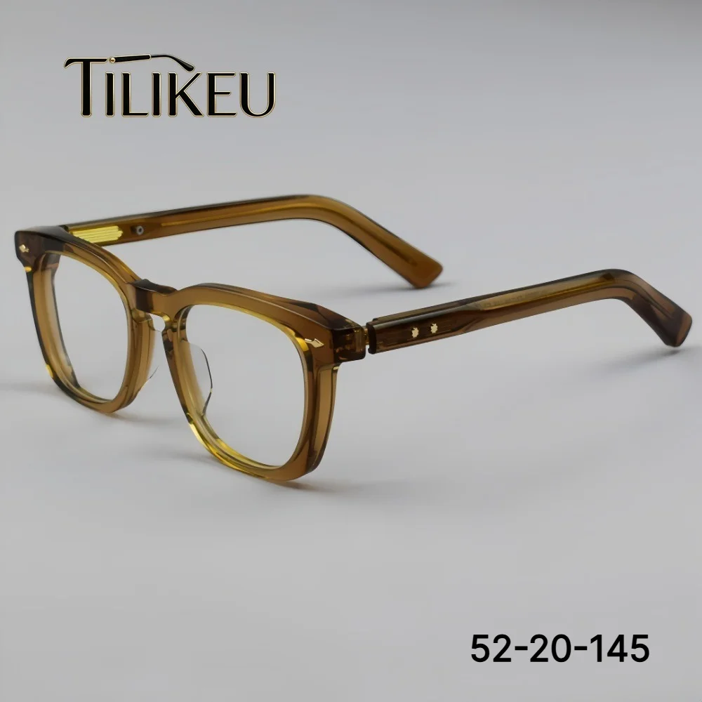 2026 Handmade Acetate Full Rim Vintage Square Glasses Frame Men Computer Anti Blue Prescription Thick Cellulose Acetate Eyewear