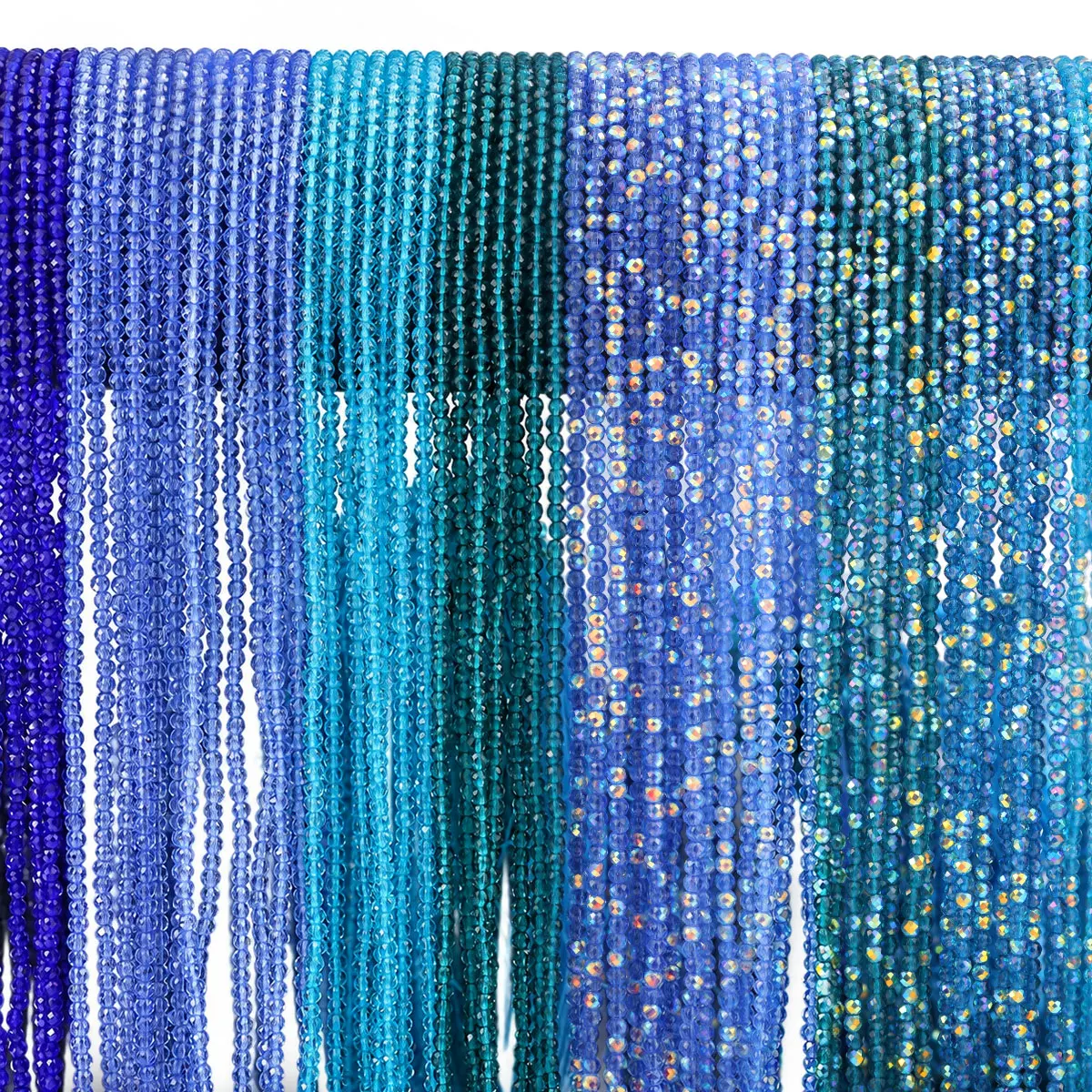 3mm 136pcs Glass Faceted Crystal Blue Series Spacer Loose Beads For Jewelry Bracelets Necklace Making DIY Accessories