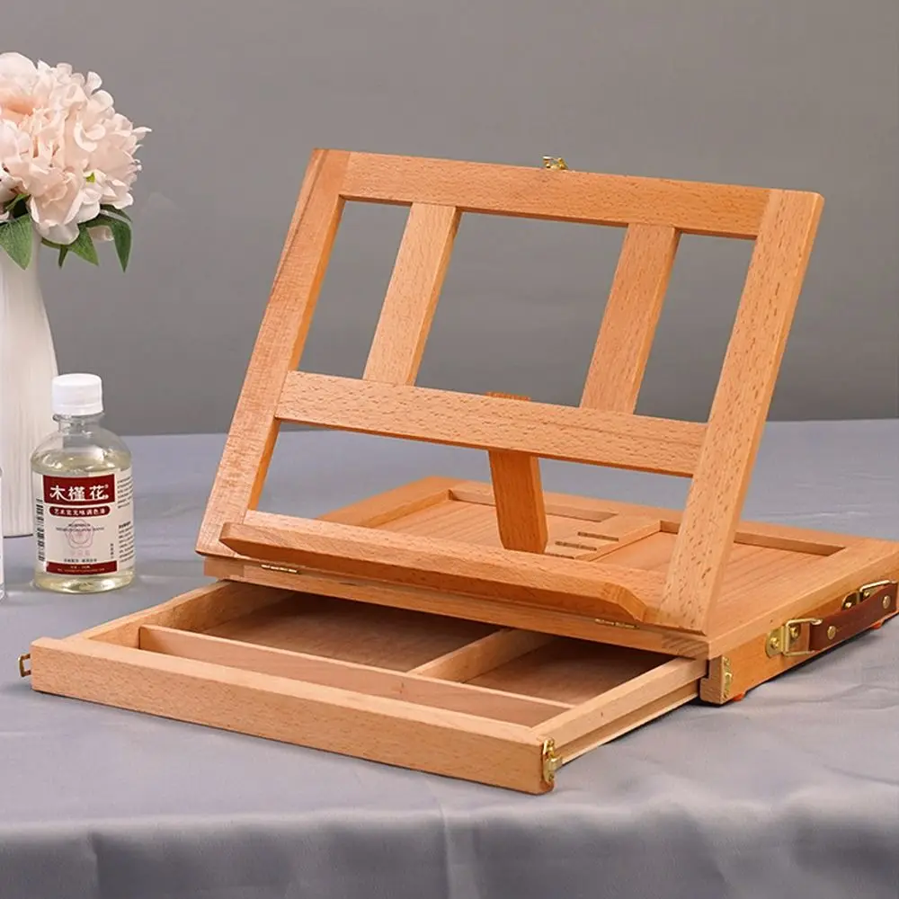Beech Wood Portable Wooden Table Easel Adjustable Multifunction Sketch Drawer Box Professional Folding Easel Outdoor Painting
