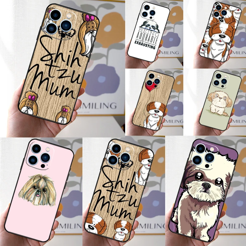 Cartoon Shih Tzu Dog Phone Case For iPhone 16 15 14 13 12 Mini 11 Pro XS Max XR X 7 8 Plus Back Cover