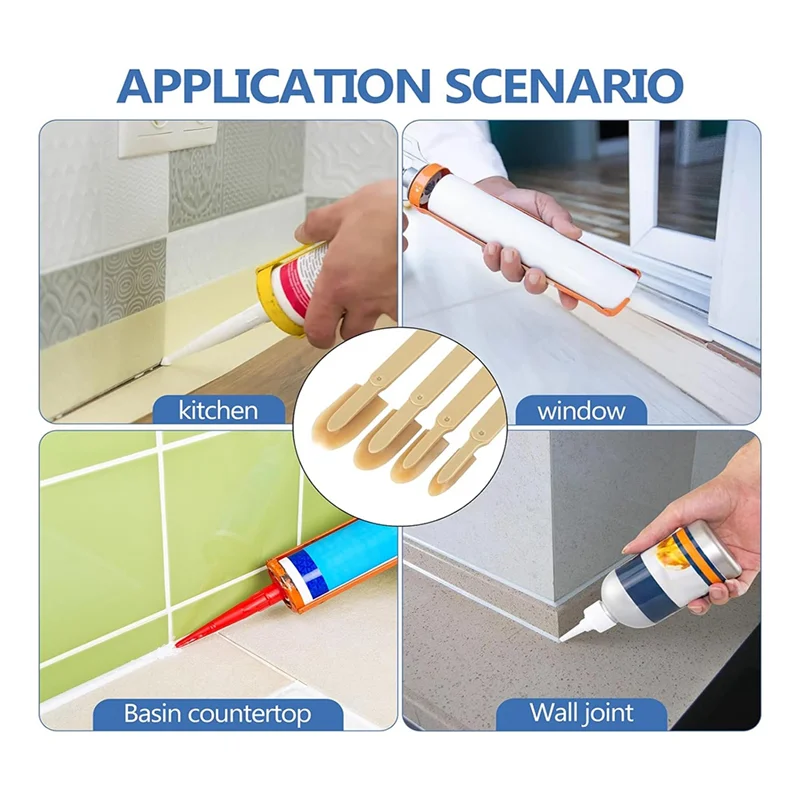 A06R 4 Buah Alat Dempul Karet, Alat Penyelesaian Dempul Spatula Dempul, Alat Penghilang Dempul untuk Penyisipan Sambungan Wastafel Ubin