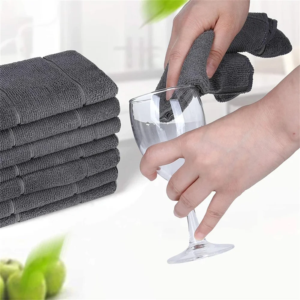 Olanly 6pcs Microfiber Dishcloth Thickened Magic Kitchen Towels Home Cleaning Cloth Soft Washcloth Polish Absorbent Dish Cloth