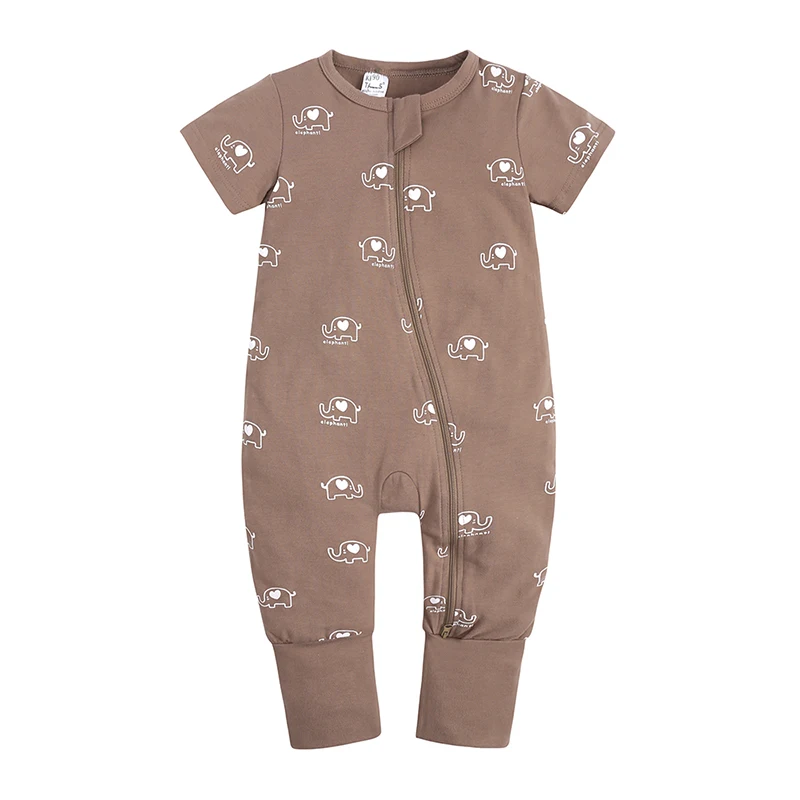 Essentials Kids Tales Sommer Kleinkind Jungen Kleidung Baby Mädchen Schlafanzug Reißverschluss Strampler Baumwolle O-Ausschnitt Kurzarm Body 3-24M – Detail 6