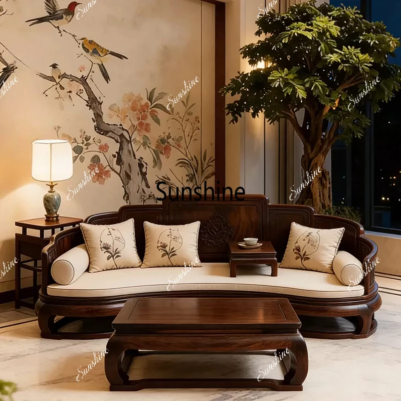 

New Chinese curved home sofa living room straight row living room furniture
