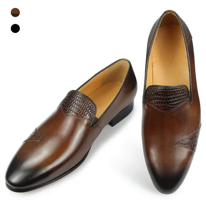 

Men dress Driving shoes Genuine cow leather Casual one-step loafers Handmade shoe Simplicity Durable rubber sole classic style