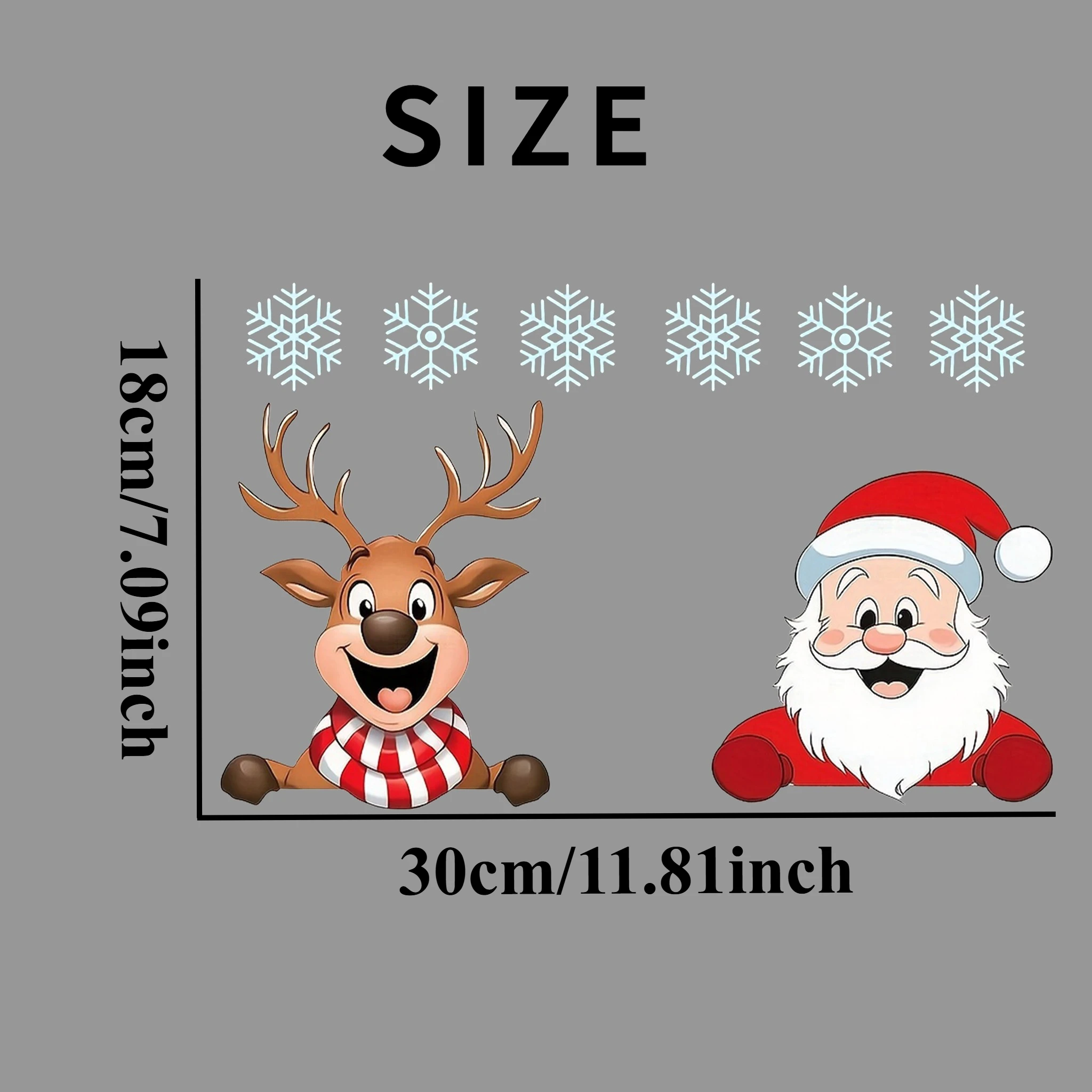 1Set Christmas Decor Santa Reindeer Snowflakes Window Stickers Waterproof for DIY Windows Living Room Bedroom Dorm Glass Door