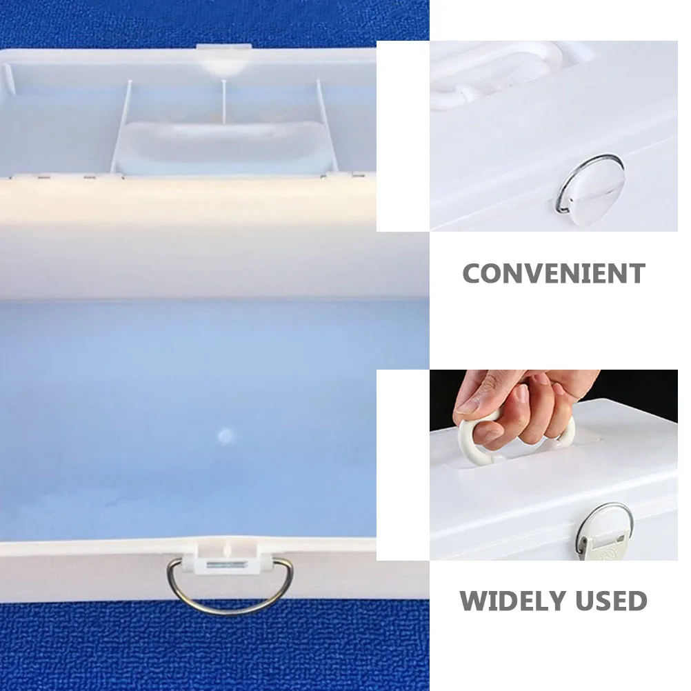 

Box Plastic Storage Holder With Lock Large Capacity Portable Mahjong Case For Home Storage Holder Use White