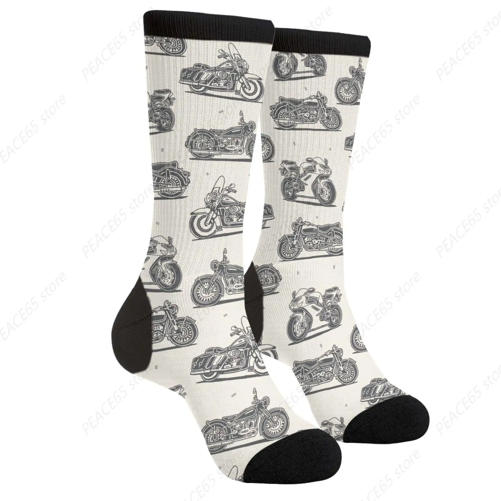 

Vintage Cool Motorcycle Motorcyclists Novelty Fun Crew Socks Fashion Comfortable Men And Women Crazy Dress Socks