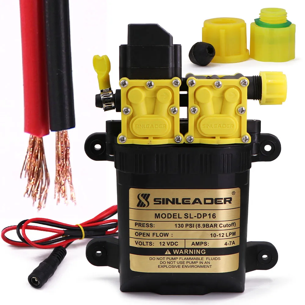 

Электрический двухроторный насос-распылитель 12В 130PSI, высоконапорный диафрагменный насос для полива сада, мойки автомобилей и наружного применения