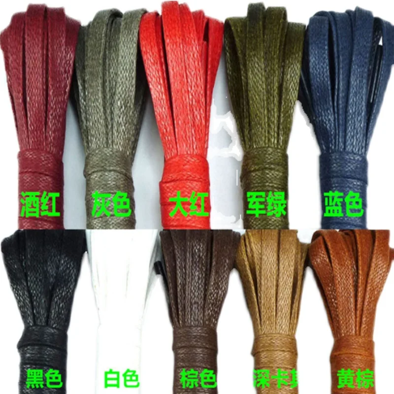 Waxed shoelace flat width 0.7cm leather casual high top  outdoor rope