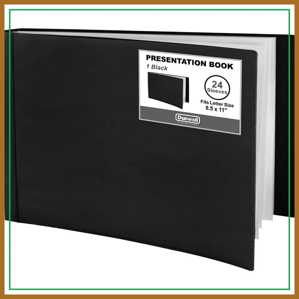 

Horizontal Presentation Binder, 8.5x11 Portfolio, 24 Pockets for 48 Pages, Acid-Free