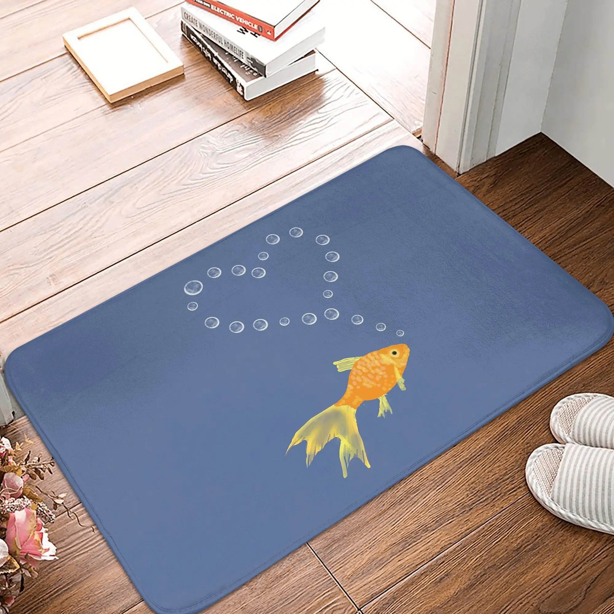 Goldfish Surrounded by Bubble Heart Non-slip Doormat Floor Mat  Rug for Kitchen Entrance Home Bathroom Footpad Mats