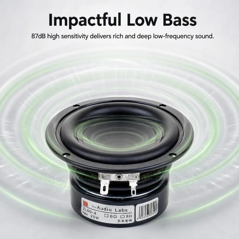 MW Audio 3" Subwoofer-Treiber 25W 4/8 Ohm, 20mm Schwingspule 87dB HiFi-Basslautsprecher für 2-Wege-System – Detail 4