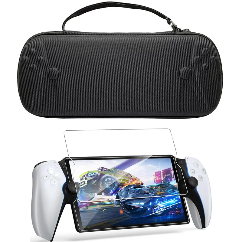 Hard Carrying Case EVA Shell Bag Protective Pouch For Playstation Portal PS Portal Remote Player Temperd Glass Screen Protector