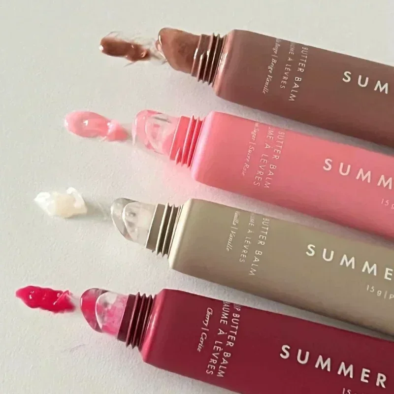 Moisturizing Lip Balm with Mirror Vanilla Pink Sugar Coffee Cake Scent Transparent Lip Gloss Lip Oil Lipstick Hydrating Glossy