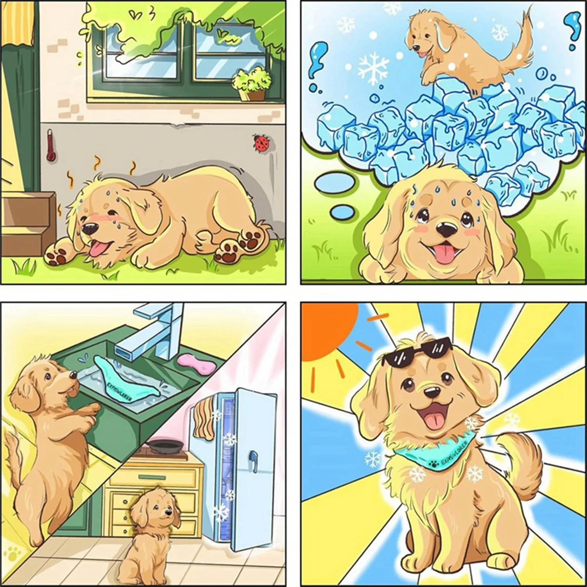 

A822Z Охлаждающая бандана для собак, комплект из 2 шт., регулируемый шарф для мгновенного охлаждения домашних животных, летний уличный холодильник для ледяной шеи, предотвращает солнечный удар M