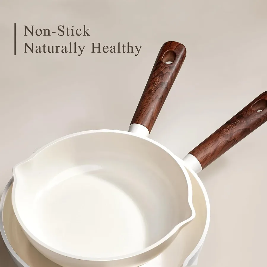 14Piece Ceramic Cookware Set with NonStick NonToxic Healthy InductionCompatible Pots and Pans for Everyday Kitchen Use PFAS and