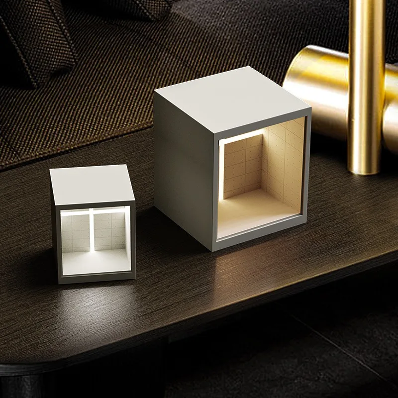 Veilleuse de construction, lampe de table ornée de ciment