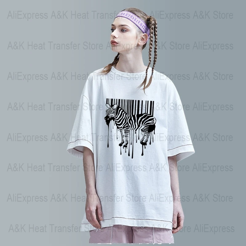 Cool Zebra Iron On Transfer For Clothing White Black Stickers On Clothes DIY T-Shirt Applique Thermal Sticker Decals For Clothes