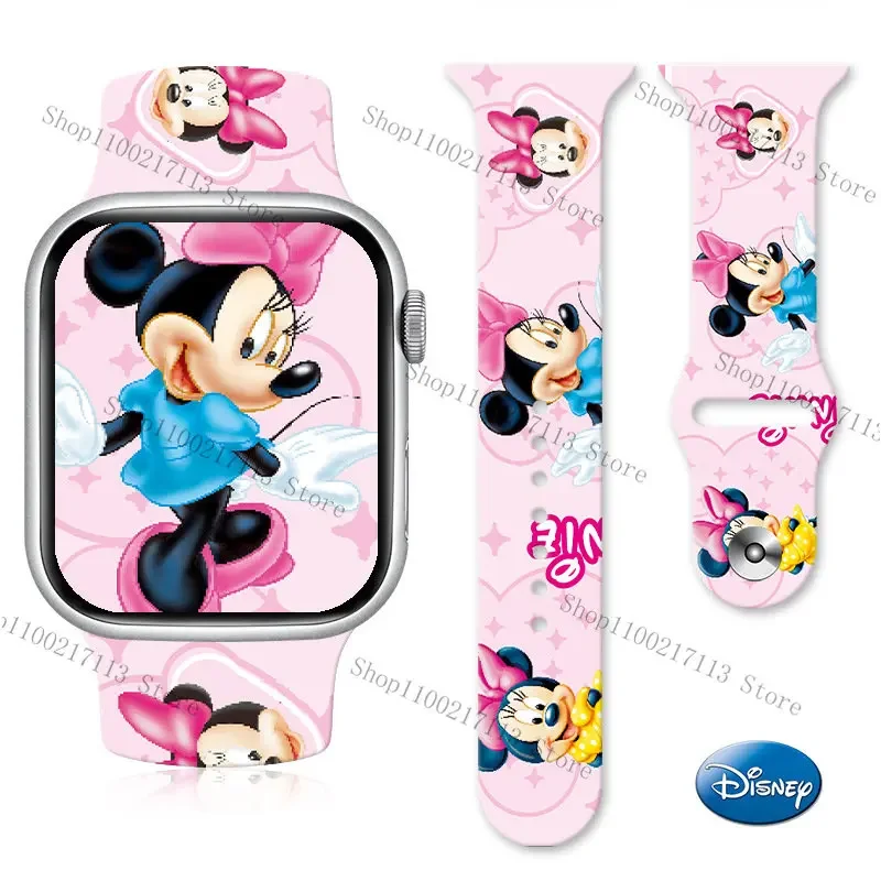 For Apple Watch Strap Disney Mickey Minnie Print Silicone for iWatch Ultra8765432SE Replacement watch band 38mm 42mm 45mm gifts