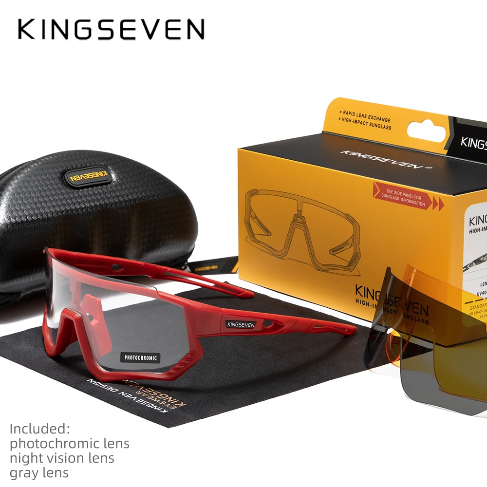 KINGSEVEN occhiali da ciclismo fotocromatici uomo polarizzati Anti-UV400 bici bicicletta Sport occhiali da sole arrampicata donna visione notturna