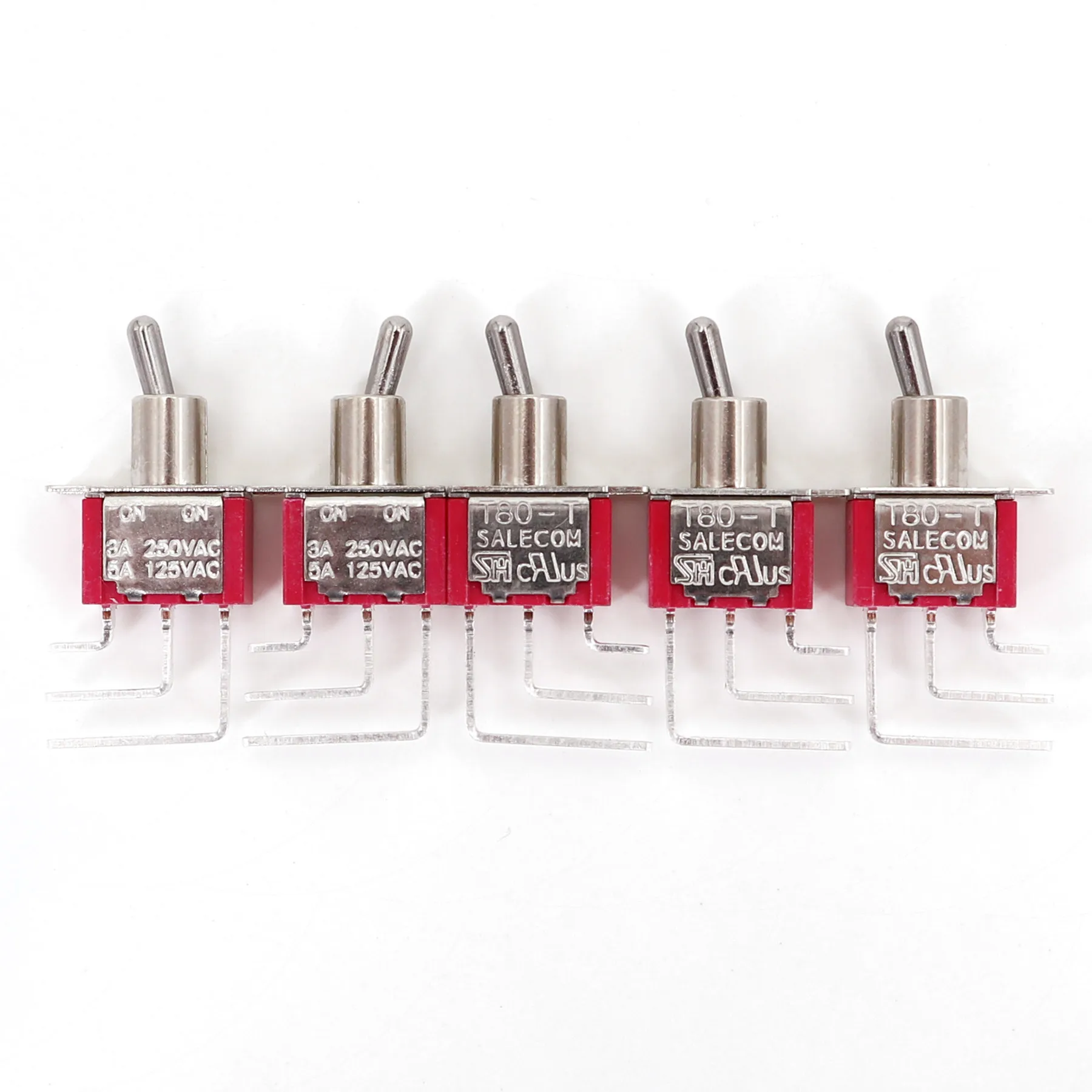 5Pcs Salecom T80-T 3Pin SPDT Right Angled PCB Mount Mini Toggle Switch 5A/125VAC