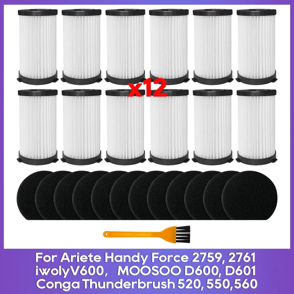 Filter Compatible For MOOSOO D600, D601, IWOLY V600 / Cecotec Conga Thunderbrush 520, 550, 560 / Ariete Handy Force 2761, 2759