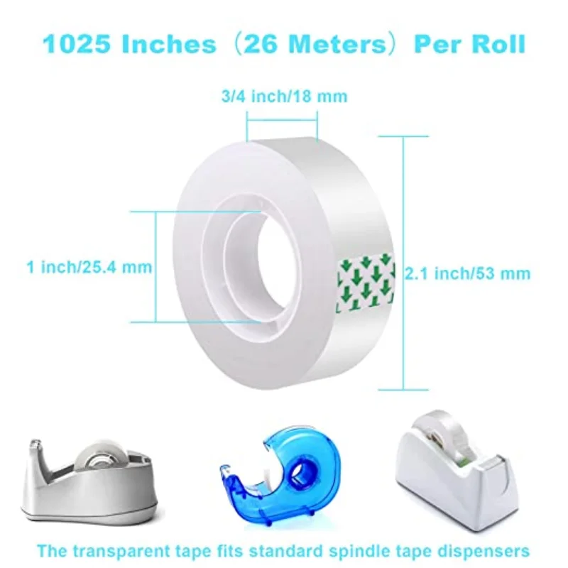 10 Rolls Multifunctional Transparent Tape Non-marking Repair Ultra-thin Home Office Clear Tape School Supplies 0.8/1.2/1.8cm