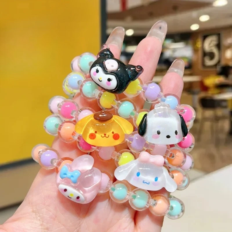Cartoon Cute Sanrio Crystal Couple Bracelet Hello Kitty Melody Kuromi Cinnamorol Bangles Bestie Birthday Gift Jewelry Accessory