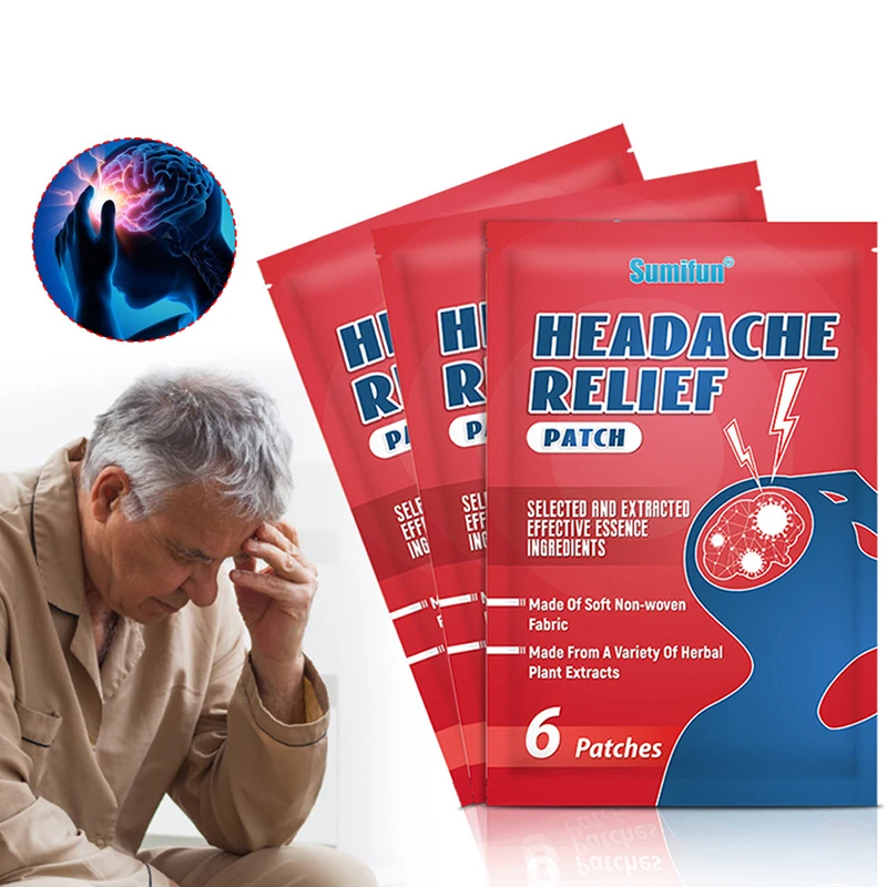 6Pcs/Bag Of Headache Relief Patch To Treat Migraine Dizziness Pain Relief And And Head Sleep Ointment Relax Helps Hea