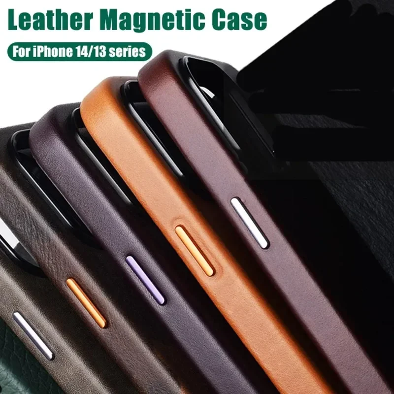 Luxury Magnetic Leather Case for Apple iPhone 18 17 Pro Max 16 13 12 14 15 Plus Official MacSafe for Magsafe I Phone Cover Etui