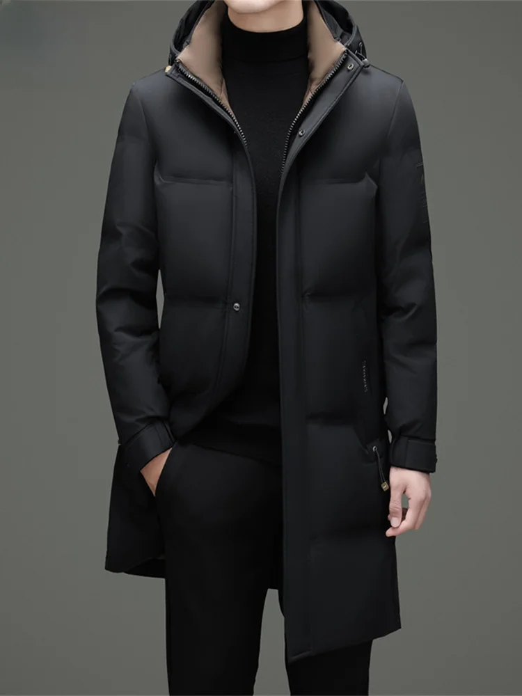 

Высококачественный мужской пуховик средней длины, утепленный, теплый, для активного отдыха, повседневный, универсальный, белый, на пуху утиного пера, зимний, Woodpeer