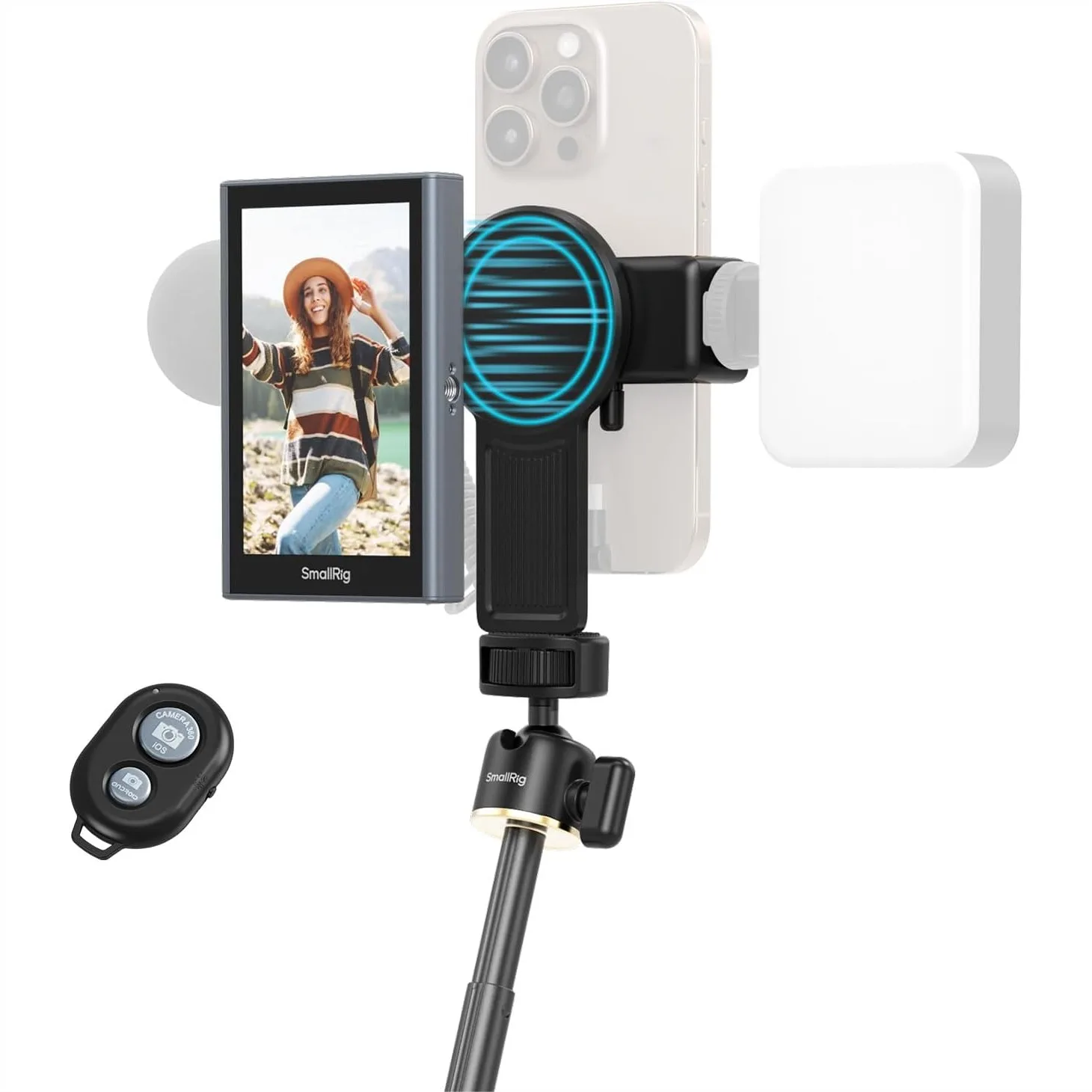 Phone Vlog Monitor with Magnetic Holder & Wireless Remote for Selfie Live Stream Filmmaking