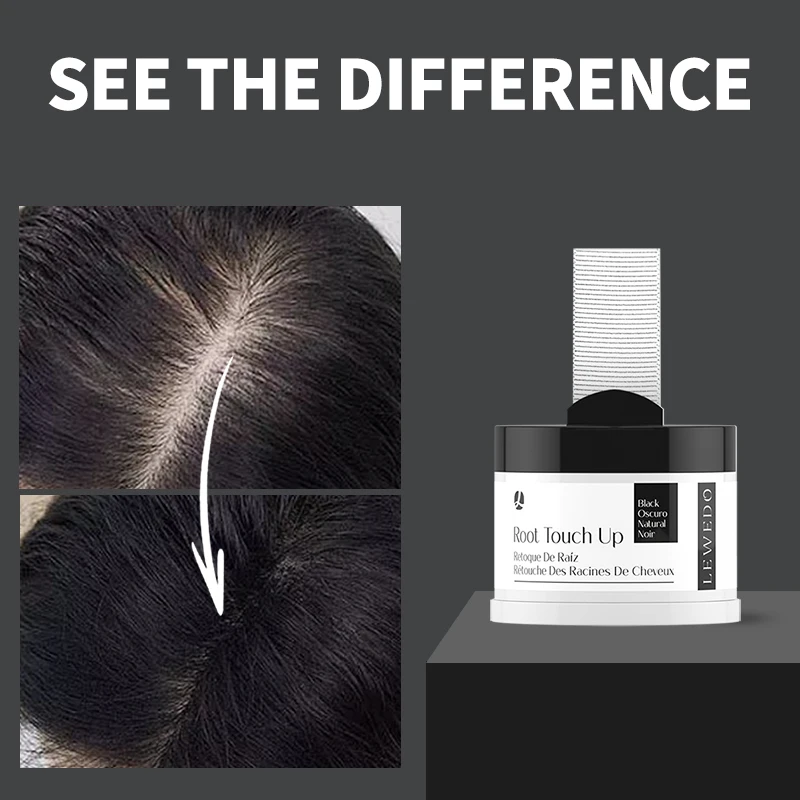 Poudre de ligne de cheveux 2 en 1, maquillage naturel, correcteur de cheveux, avec couvercle bouffant miroir, cheveux blancs, dissimule instantanément