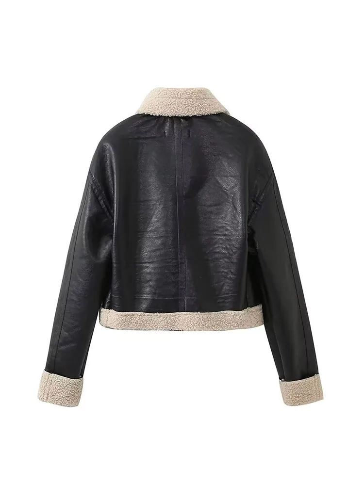 2024 autumn and winter new women\'s European and American style fur all-in-one reversible jacket leather coat jacket