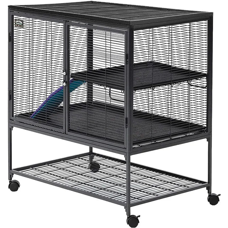 Deluxe Critter Nation Single Unit Small Animal Cage (Model 161) Includes 1 Leak-Proof Pans, 1 Shelf, 1 Ramps w/ Ramp Cover