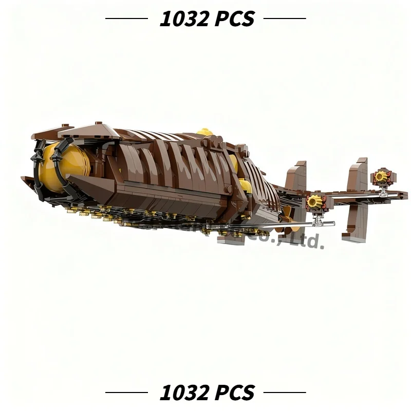 MOC Retro Sci-Fi Ocean Explorer Submersible Ship Building Blocks 1032Pcs, Underwater Exploration Vessel Adults