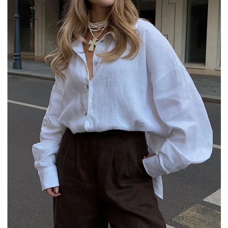 Casual Shirt 2026 Spring and Summer Fashion Versatile Lazy Fashion Casual Solid Color Simple Loose Shirt