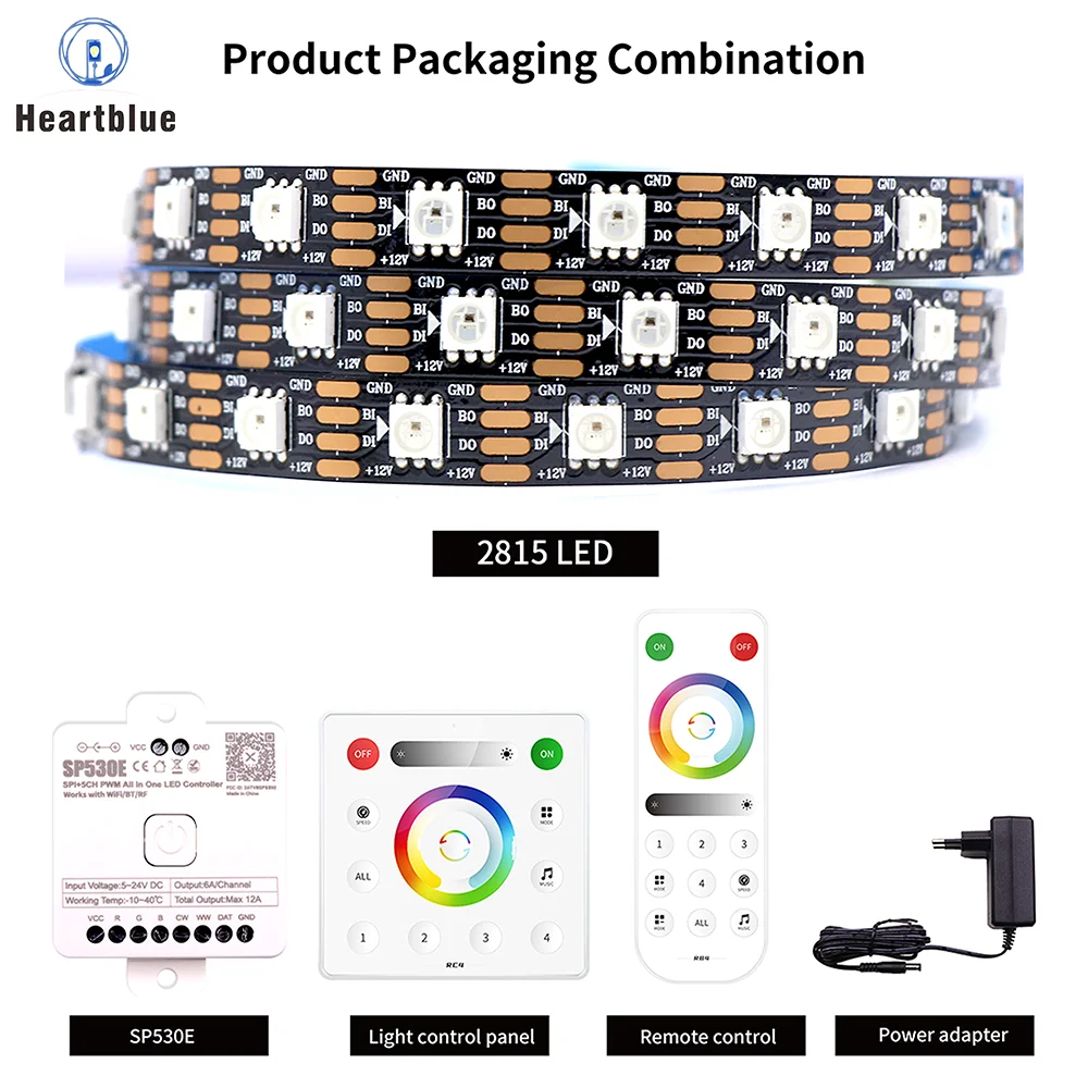 RGB Color LED Strip WS2815 IC 12V Bluetooth WiFi Alexa Music Controller Kit Addressable Dream Color Flexible LED Light for Home