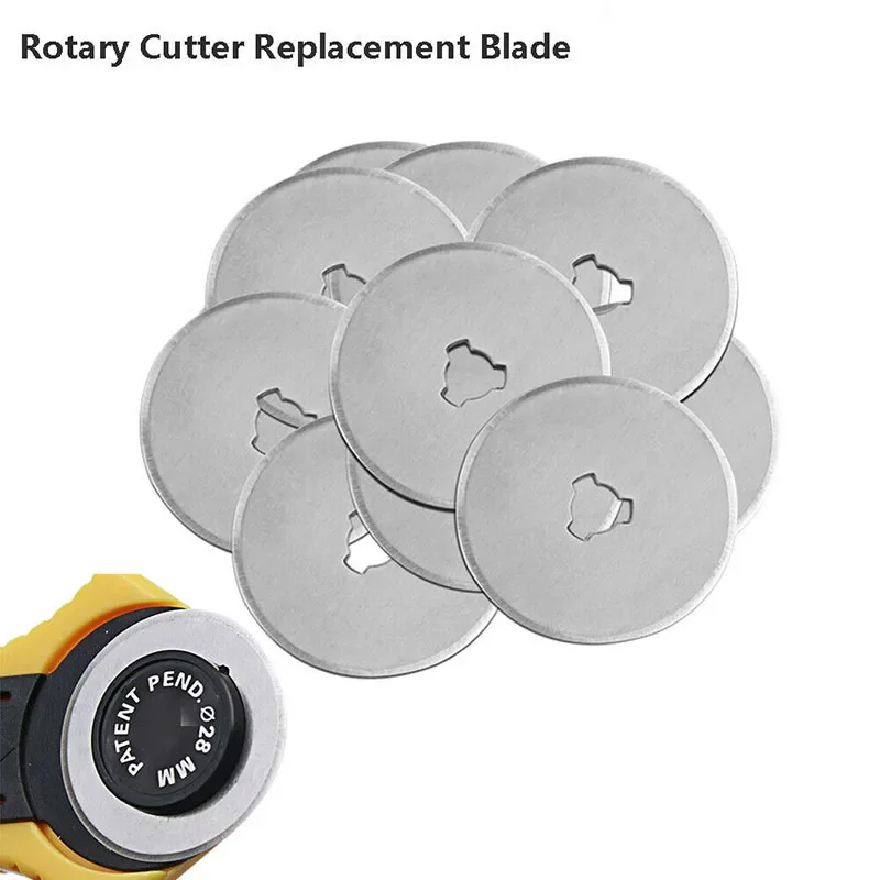 10Pcs 28mm Rotary Cutter Blades Steel Replacement Patchwork Cutting Blade Fabric Leather Cloth Refill Blades Round Knife