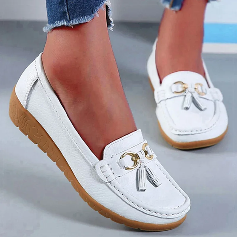 

Shoes for Women Fashion Leather Slip on Loafers Cozy Soft Low Heels Casual Women Shoes Light Breathable Sneakers Zapatos Hombre