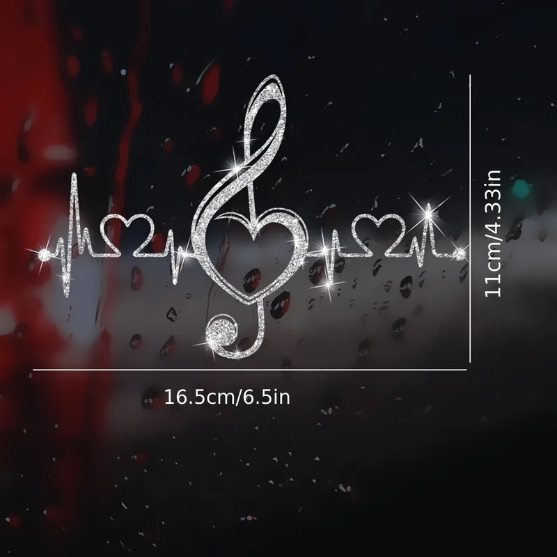 Double Heart Music Note Wall Sticker, Sparkling Heart-Shaped Music Decal. Suitable for Bedrooms, Dining Rooms, Classrooms