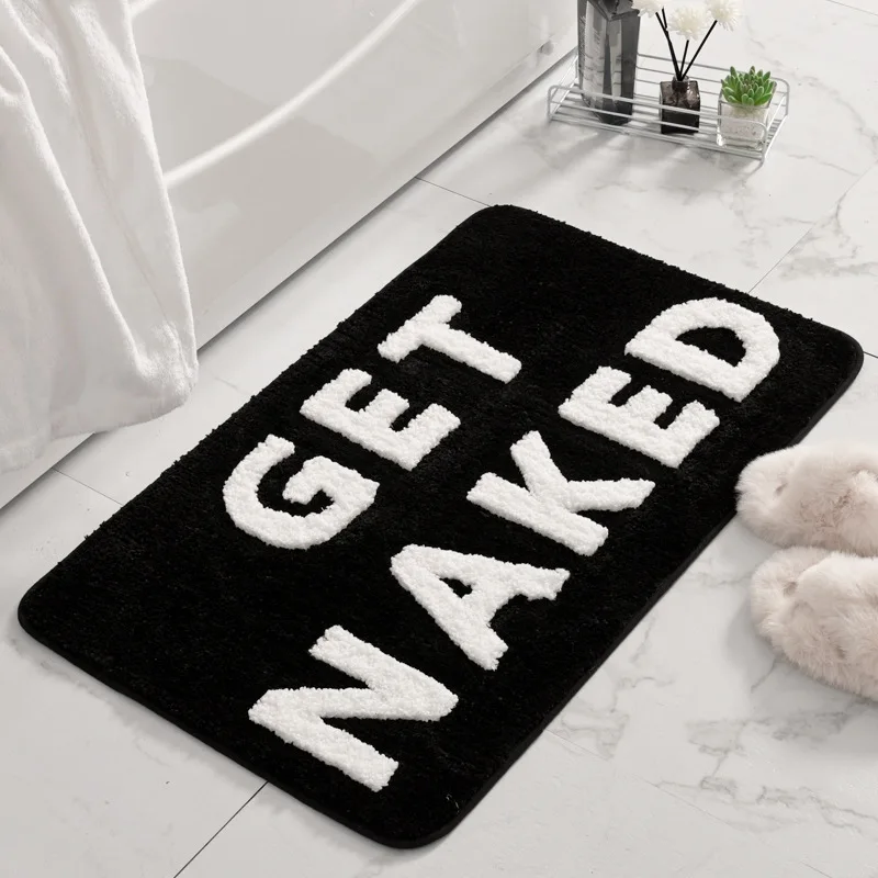 Inyahome Funny Get Naked Black and White Bath Mats Cute Bathroom Rugs Floor Mat Carpets for Apartment Decor коврики для ванной