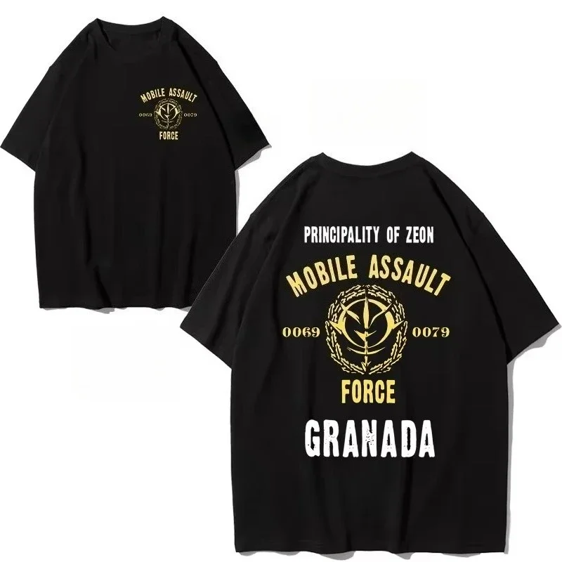 Mobile Suit Gundam Zeon Assault Mobile Suit Anime Print T-Shirt Unisex pure Cotton Short Sleeve 2026 Summer Tops Streetwear