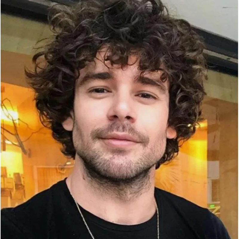 

6 Inch Brown Natural Short Curly Wave Synthetic Wig For Male Young Men Cosplay