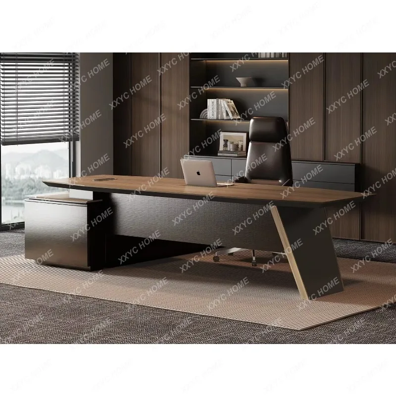 XX-level high-end boss desk, simple modern light luxury high-end office, chairperson and president, big desk